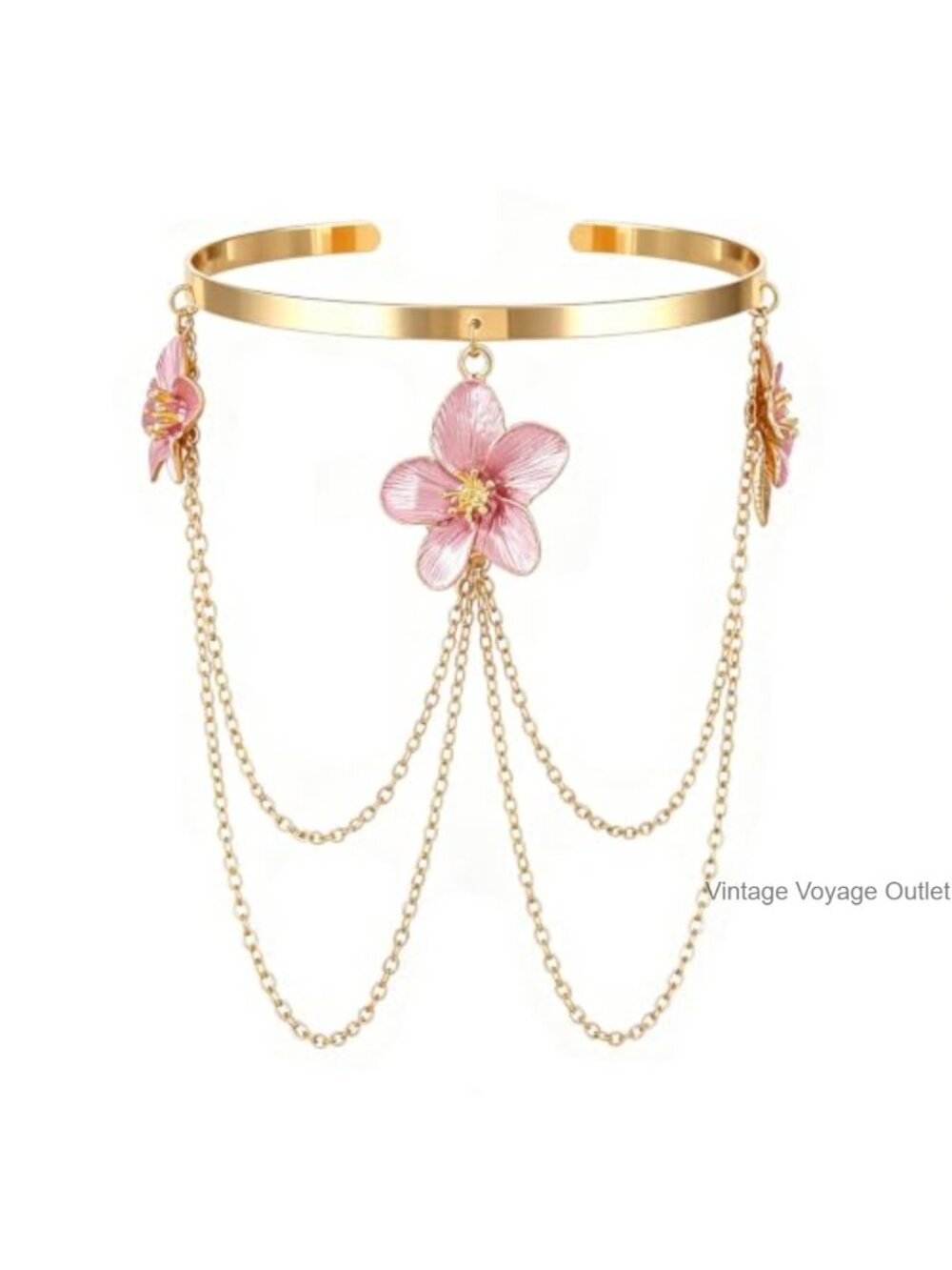 Adjustable Gold Floral Multi-Layer Chain Upper Arm Cuff